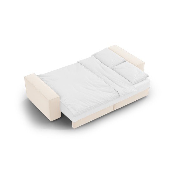 Bézs bársony kinyitható-tárolóhelyes kanapé 247 cm Jodie – Micadoni -image-4