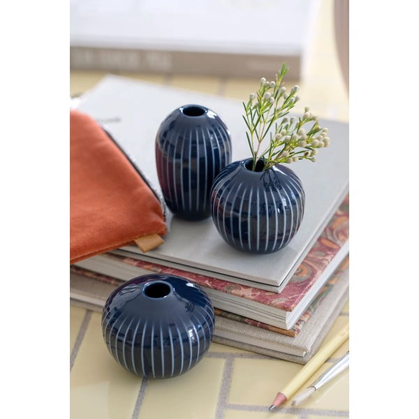 Hammershoi Miniature 3 db sötétkék mini agyagkerámia váza - Kähler Design-image-3