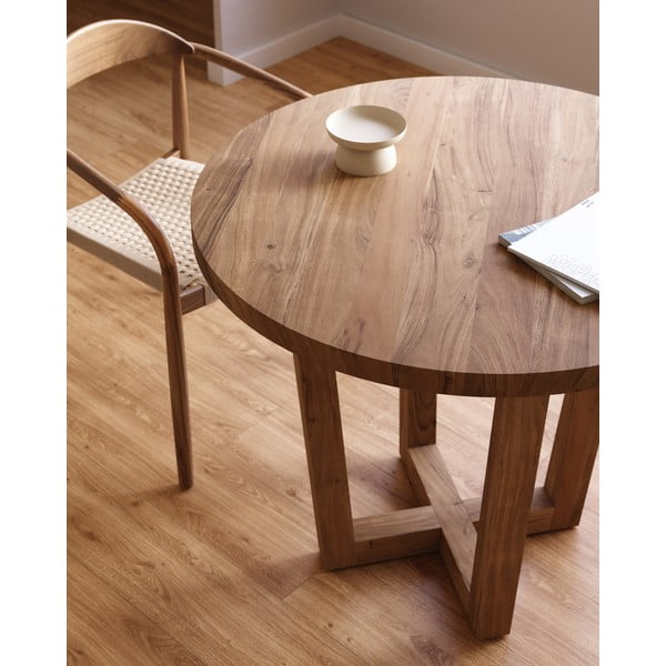 Natúr színű akácfa kerek étkezőasztal ø 90 cm Nahla – Kave Home-image-1