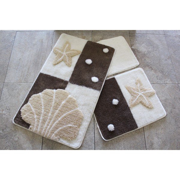 Barna-krémszínű fürdőszobai kilépő szett 3 db-os 100x60 cm – Foutastic-image-2