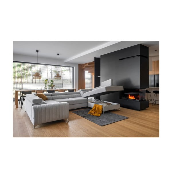 Világosszürke kinyitható-tárolóhelyes sarokkanapé (jobb oldali-U alakú) Louis – ELTAP-image-4