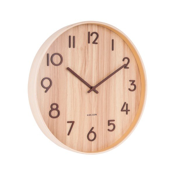 Pure Medium világosbarna falióra hársfából, ø 40 cm - Karlsson-image-2