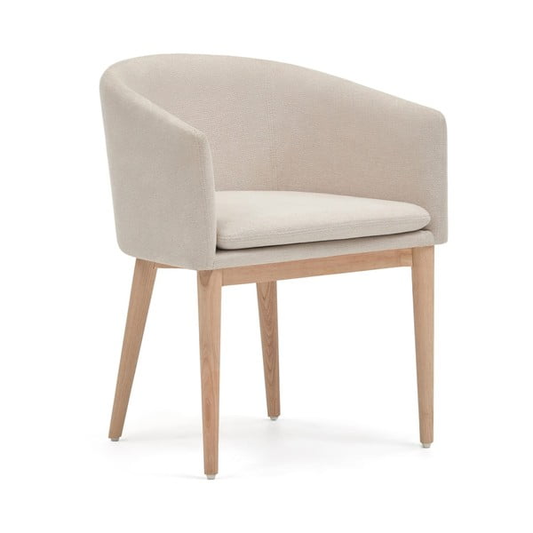 Krémszínű kárpitozott karfás étkezőfotel Harlan – Kave Home