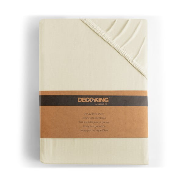 Bézs gumis jersey lepedő 140x200 cm Amber – Restilo-image-4