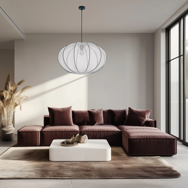 Fehér függőlámpa textil búrával ø 60 cm Mellow – Candellux Lighting-image-1