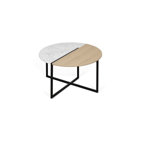 Dohányzóasztal tölgyfa dekoros és márvány asztallappal ø 80 cm Sonata - TemaHome-image-4