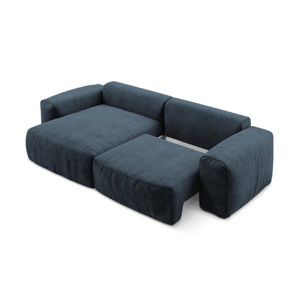 Sötétkék zsenília kinyitható sarokkanapé (bal oldali-heverő résszel) Kuki – Makamii-image-4