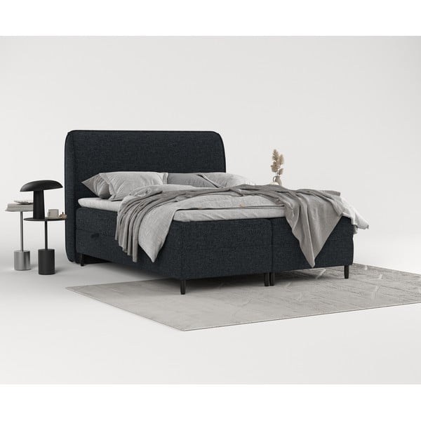 Fekete ágyneműtartós boxspring ágy 140x200 cm Melba – Maison de Rêve-image-1