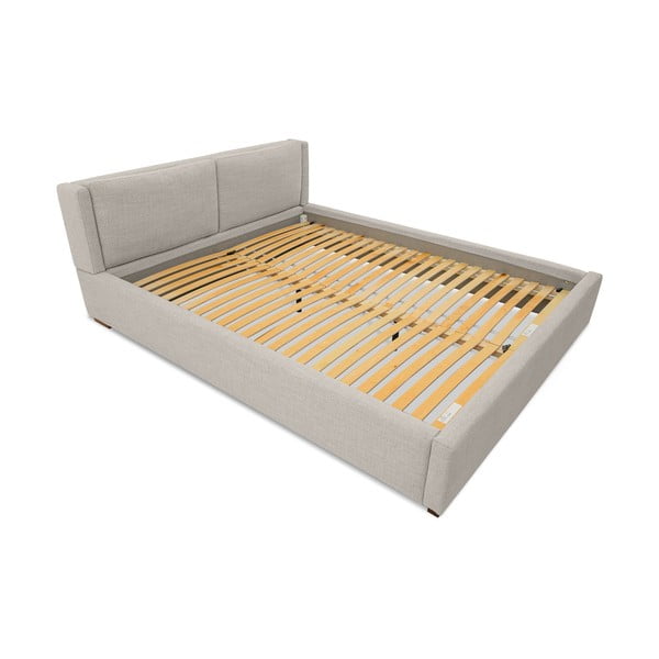 Világosszürke kárpitozott franciaágy ágyráccsal 140x200 cm Dreamer – Scandic-image-4