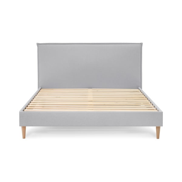 Világosszürke kárpitozott franciaágy ágyráccsal 180x200 cm Sary – Bobochic Paris-image-3