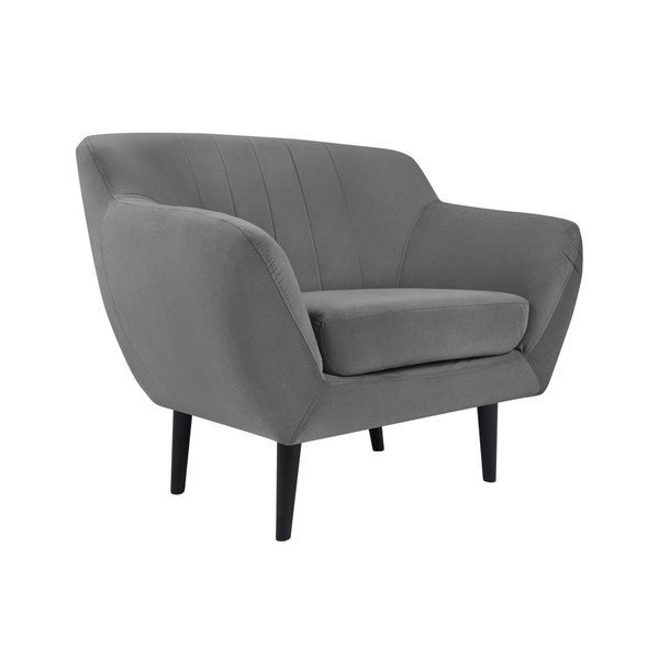 Toscane szürke fotel fekete lábakkal - Mazzini Sofas-image-1