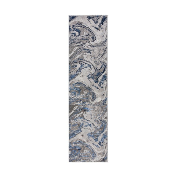 Marbled kék-szürke futószőnyeg, 80 x 300 cm - Flair Rugs