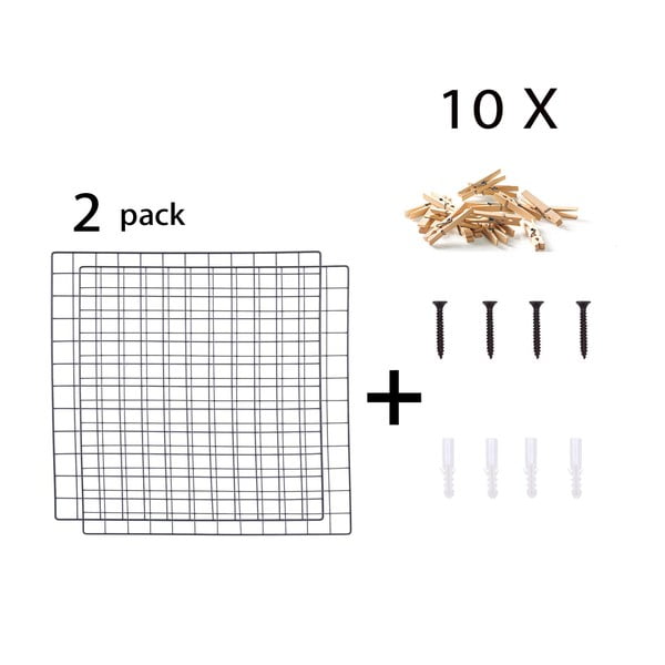 Reminder 2 részes fekete fém üzenőfal, 60 x 60 cm-image-2