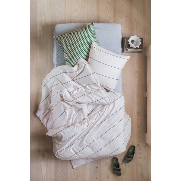 Bézs egyszemélyes pamut-szatén ágyneműhuzat 140x200 cm Align – Mette Ditmer Denmark-image-2