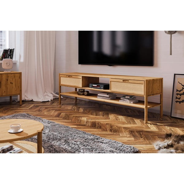 Tölgyfa TV-állvány 204x64 cm Pola - The Beds-image-4