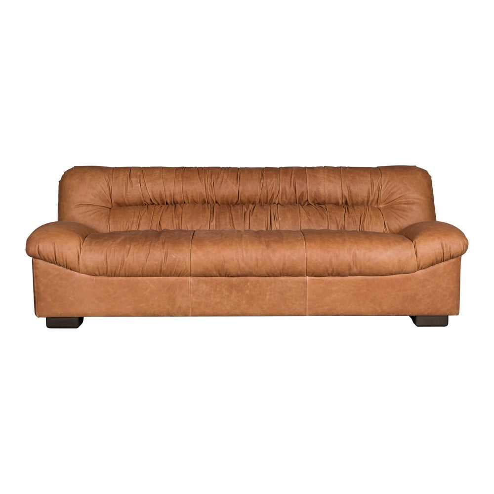 Konyakbarna bőr kanapé 214 cm Douglas – Dutchbone