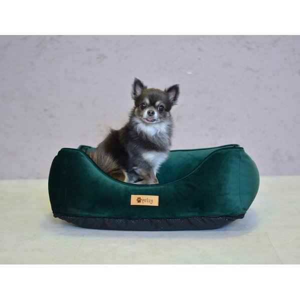 Sötétzöld bársony fekhely 55x42 cm Royal - Petsy-image-2