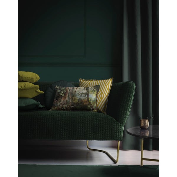 Lines sárga-fehér bársonypárna, 45 x 45 cm - Velvet Atelier-image-1