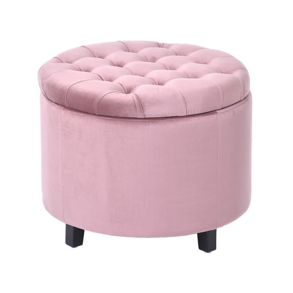 Vanity halvány rózsaszín bársony puff tárolóval, ⌀ 50 cm - Miloo Home