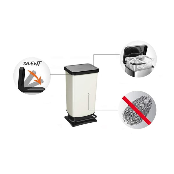 Fekete pedálos szemetes újrahasznosított műanyagból 40 l Paso - Rotho-image-4