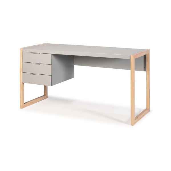 Frank szürke íróasztal borovi fenyőfa lábakkal - Marckeric-image-3