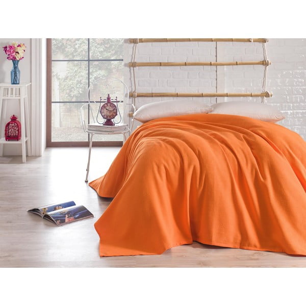 Narancssárga pamut ágytakaró franciaágyhoz 200x240 cm Orange - Mijolnir