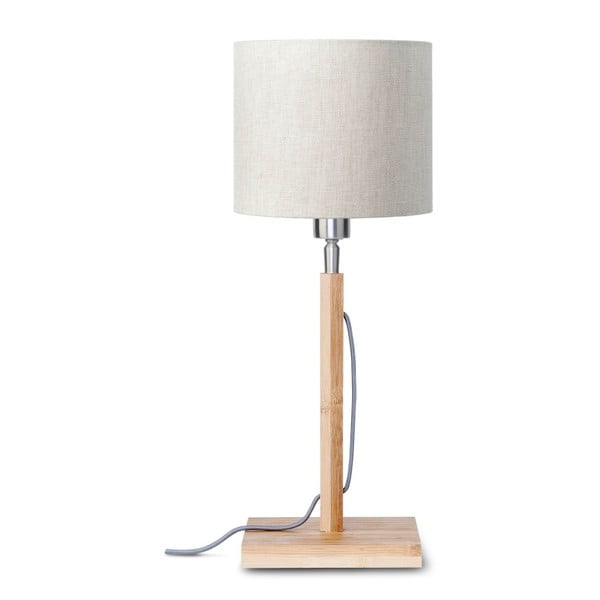 Fuji asztali lámpa világosbézs búrával és bambusz lámpatesttel - Good&Mojo
