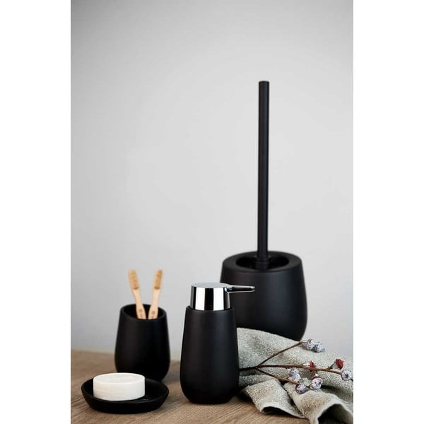 Matt fekete kerámia WC-kefe Badi – Wenko-image-1