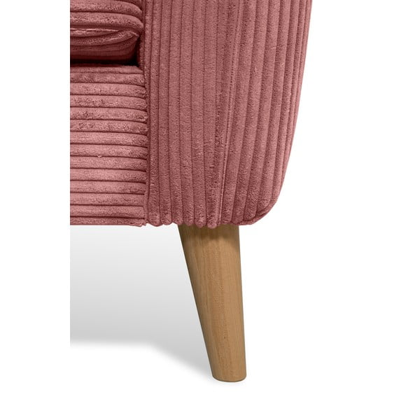 Rózsaszín kordbársony sarokkanapé (bal oldali) Paris – Scandic-image-4