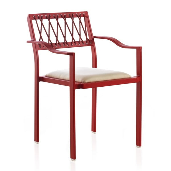 Seally piros kültéri szék, fehér részletekkel és kartámasszal - Geese