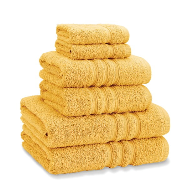 Sárga frottír pamut törölköző és fürdőlepedő készlet 6 db-os Zero Twist – Catherine Lansfield