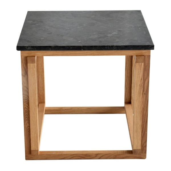 Accent fekete gránit kisasztal tölgyfa vázzal, 50 cm széles - RGE