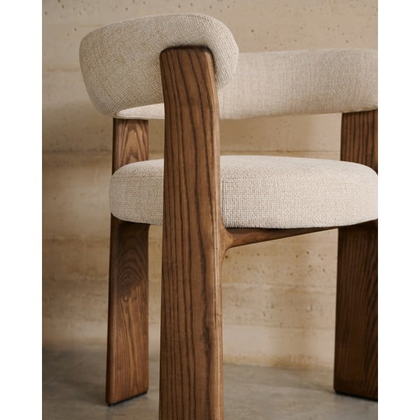 Barna-bézs kőrisfa karfás étkezőfotel Granite – Kave Home-image-2