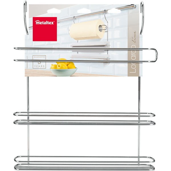 Ezüstszínű függő krómozott acél papírtörlő tartó Lonardo – Metaltex-image-1