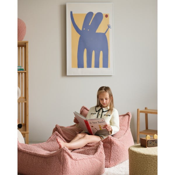 Rózsaszín buklé gyerek babzsákfotel Square – Wigiwama-image-2