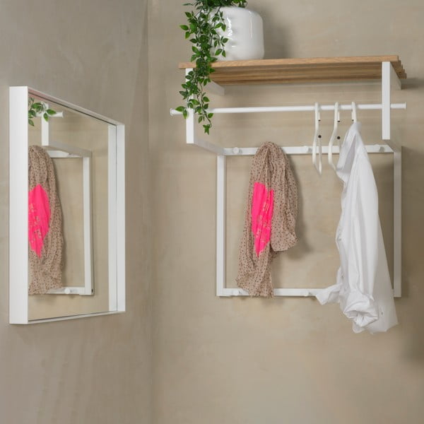 Fehér-natúr színű fém fali fogas polccal 76 cm Rizzoli – Spinder Design-image-2