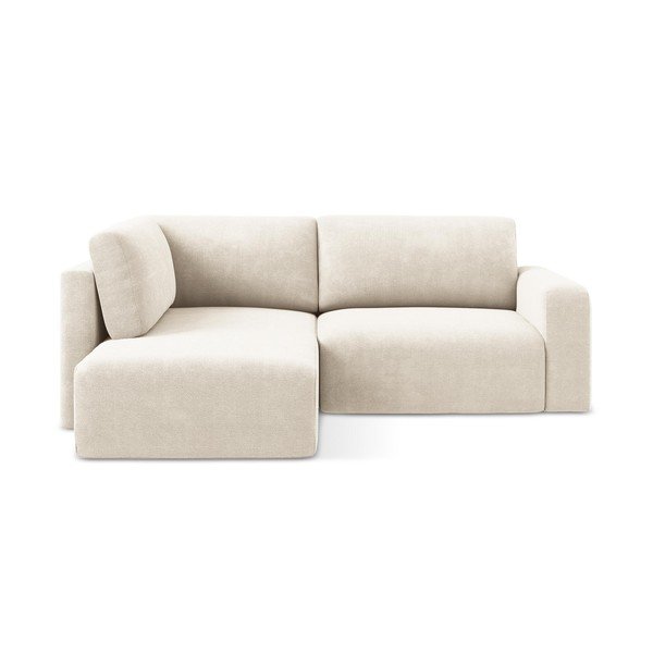 Krémszínű zsenília kinyitható-tárolóhelyes sarokkanapé (bal oldali-L alakú) Kona – Makamii