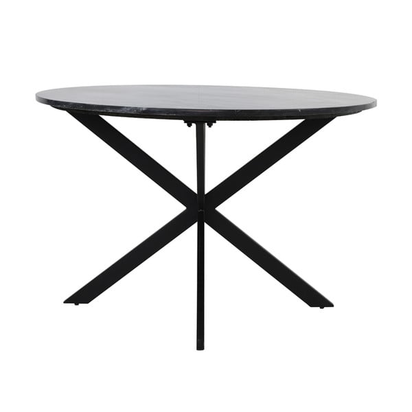 Fekete kerek étkezőasztal márvány dekoros asztallappal ø 120 cm Tomochi – Light & Living