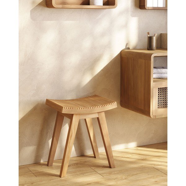 Natúr színű teakfa ülőke Vicentina – Kave Home-image-1