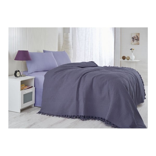 Grace Deep Purple könnyű pamut ágytakaró egyszemélyes ágyhoz, 180 x 240 cm