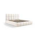 Krémszínű bársony kárpitozott ágyneműtartós franciaágy ágyráccsal 180x200 cm Bellis – Micadoni 