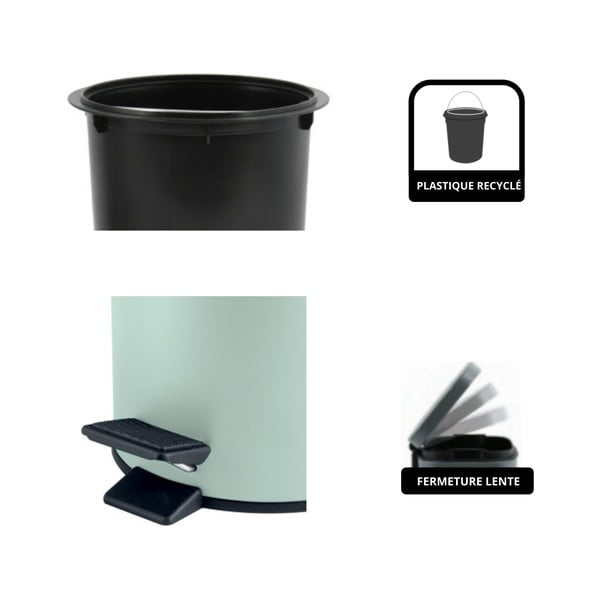 Mentazöld acél pedálos szemetes 3 l   Adelar – Spirella-image-4