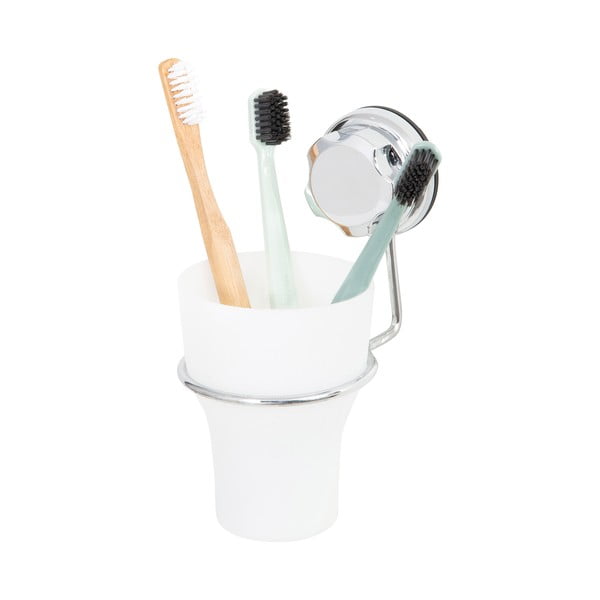 Ezüstszínű öntapadós fém fogkefetartó pohár Bestlock Bath – Compactor