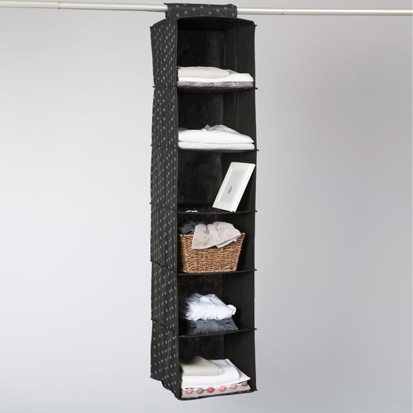 Garment fekete felfüggeszthető, 6 rekeszes tároló - Compactor-image-1