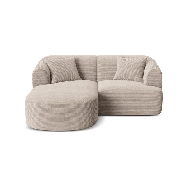 Világosbarna kordbársony sarokkanapé (bal oldali-heverő résszel) Campi – Cosmopolitan Design