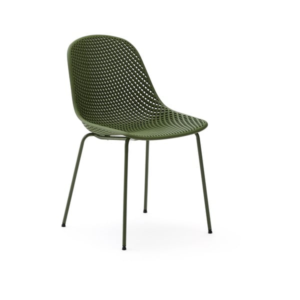 Sötétzöld fém kerti szék Quinby – Kave Home