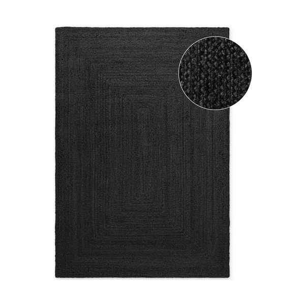 Fekete kétoldalas-kézi szövésű juta szőnyeg 200x300 cm Juno – Hanse Home