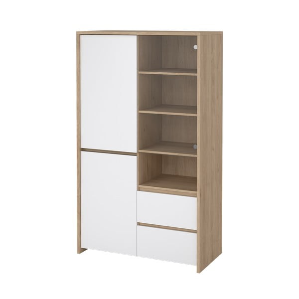 Fehér-natúr színű tálalószekrény tölgyfa dekorral 100x170x48 cm Next – Tvilum-image-4