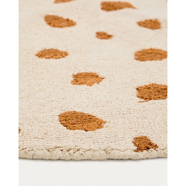 Krémszínű mosható-kézi szövésű pamut gyerek szőnyeg ø100 cm Tandani – Kave Home-image-2