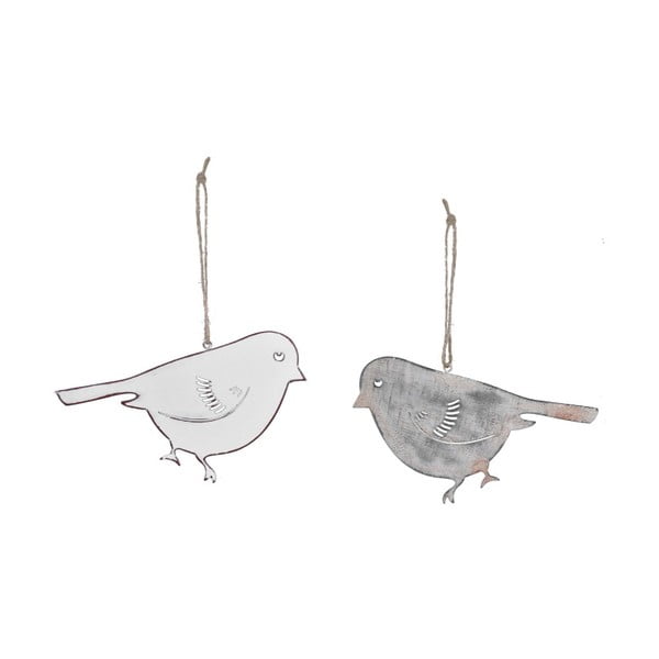 2 db-os kicsi fehér madár formájú függő dekoráció szett, 13 x 8 cm - Ego Dekor